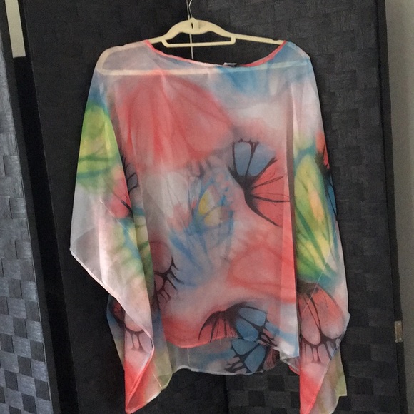 Sheer butterfly poncho. Beautiful Pastel colors - Picture 1 of 1